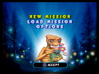 ET the Extra Terrestrial: Interplanetary Mission title screen for Playstation